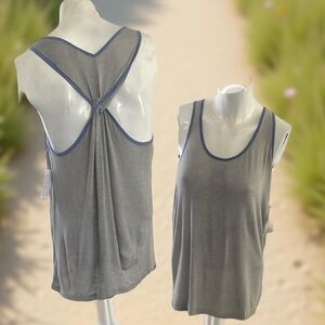 2 Pack Gray Yoga Tank Top with Blue Trim - NWT - Size S, M, L